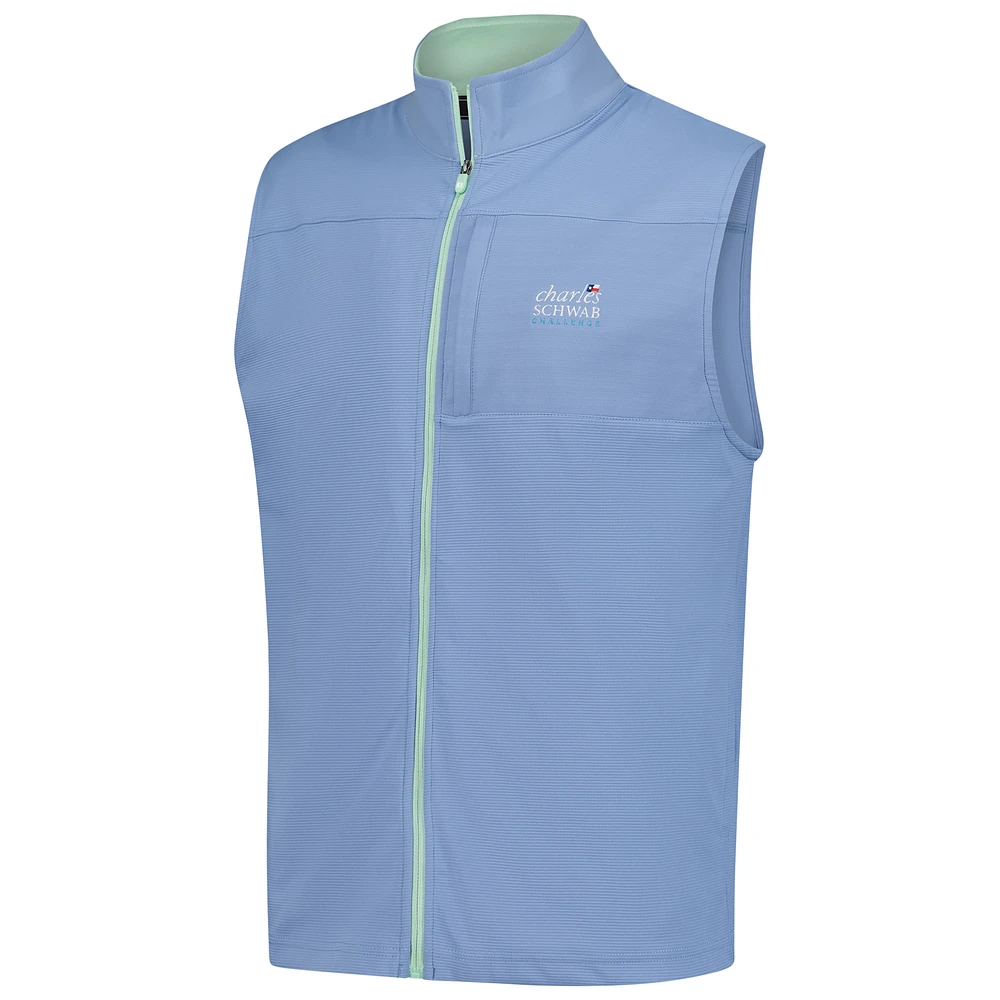 Gilet en tricot ottoman entièrement zippé bleu clair The Charles Schwab Challenge de FootJoy pour homme