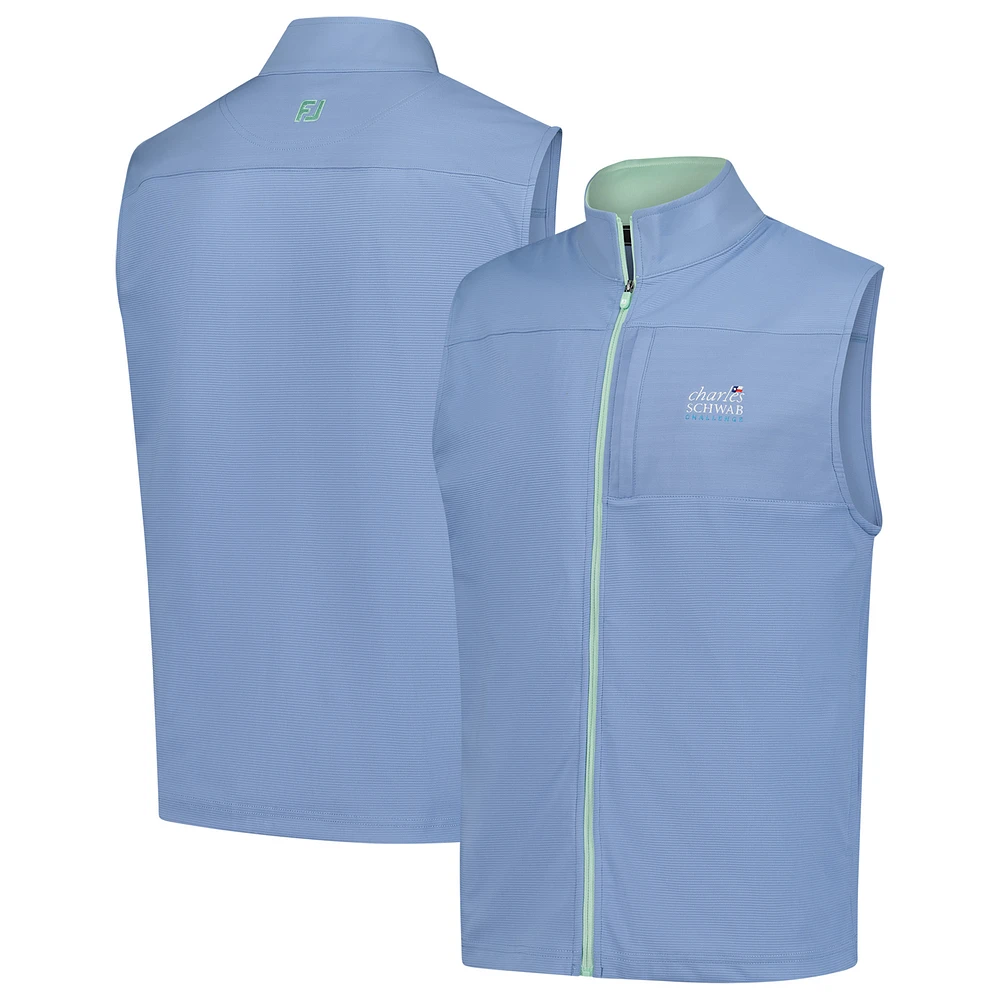 Gilet en tricot ottoman entièrement zippé bleu clair The Charles Schwab Challenge de FootJoy pour homme