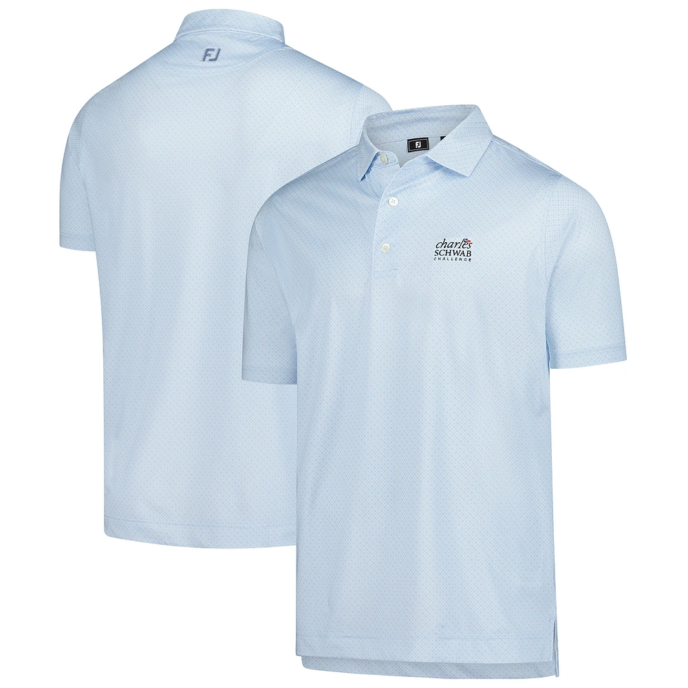 Men's FootJoy  Light Blue The Charles Schwab Challenge ProDry Loop Print Lisle Polo