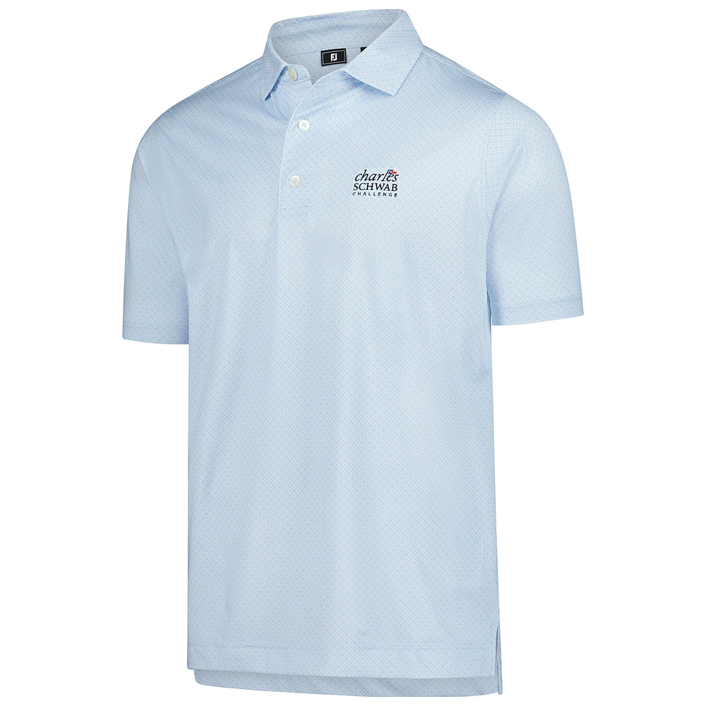 Men's FootJoy  Light Blue The Charles Schwab Challenge ProDry Loop Print Lisle Polo
