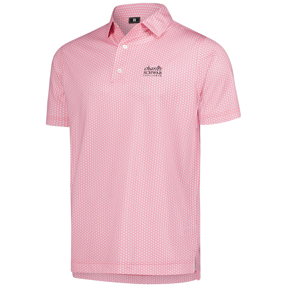 Men's FootJoy  Pink The Charles Schwab Challenge ProDry Houndstooth Geo Lisle Polo