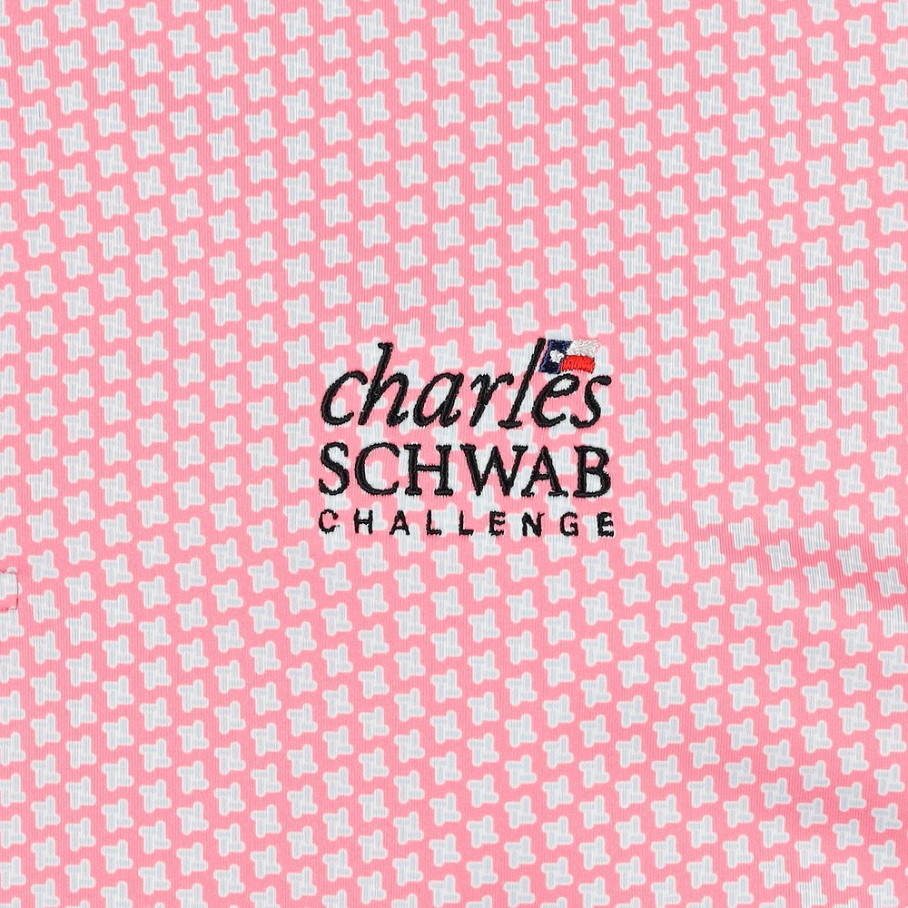 Men's FootJoy  Pink The Charles Schwab Challenge ProDry Houndstooth Geo Lisle Polo