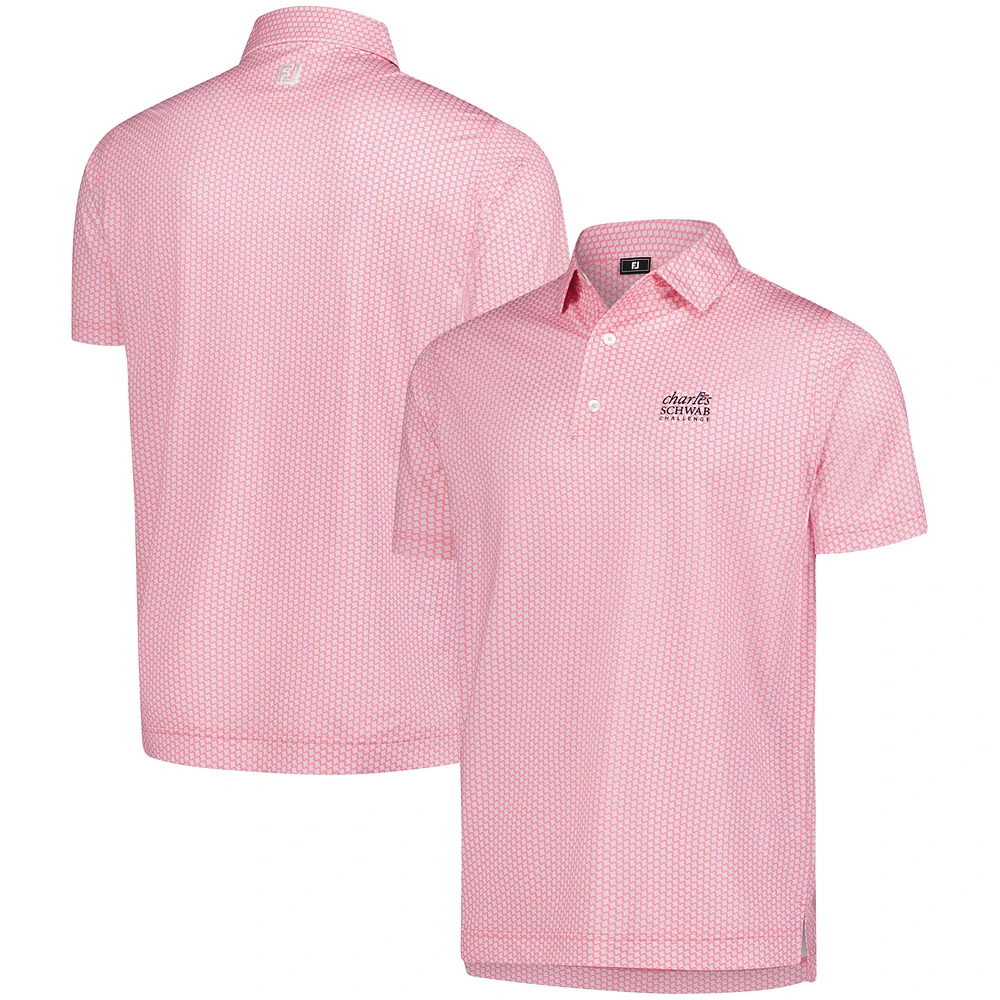 Men's FootJoy Pink The Charles Schwab Challenge ProDry Houndstooth Geo Lisle Polo