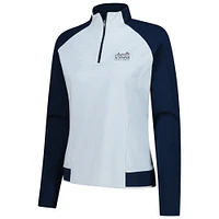 Women's FootJoy  Light Blue/Navy The Charles Schwab Challenge Raglan Quarter-Zip Pullover