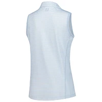 Polo sans manches bleu clair à rayures The Charles Schwab Challenge pour femme FootJoy