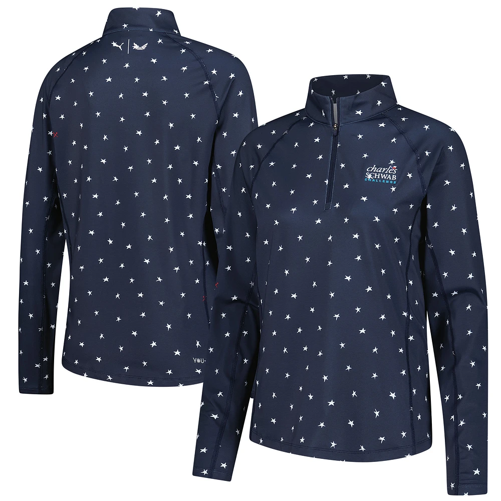 Women's Puma x Volition Navy The Charles Schwab Challenge You-V Star Raglan Quarter-Zip Pullover