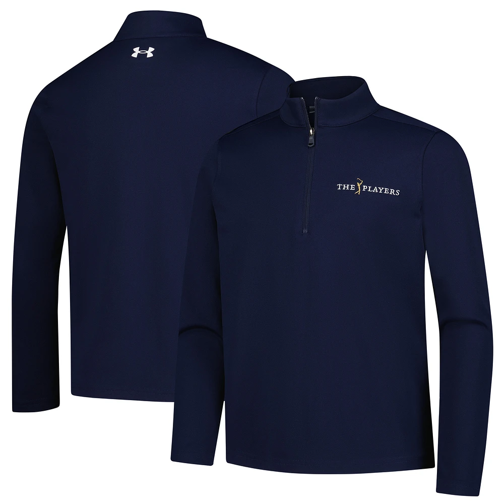 Boy's Youth Under Armour  Navy THE PLAYERS Pique Half-Zip Pullover