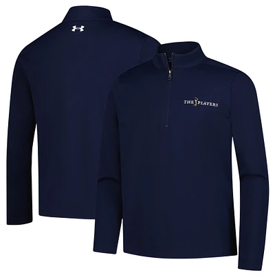 Boy's Youth Under Armour  Navy THE PLAYERS Pique Half-Zip Pullover
