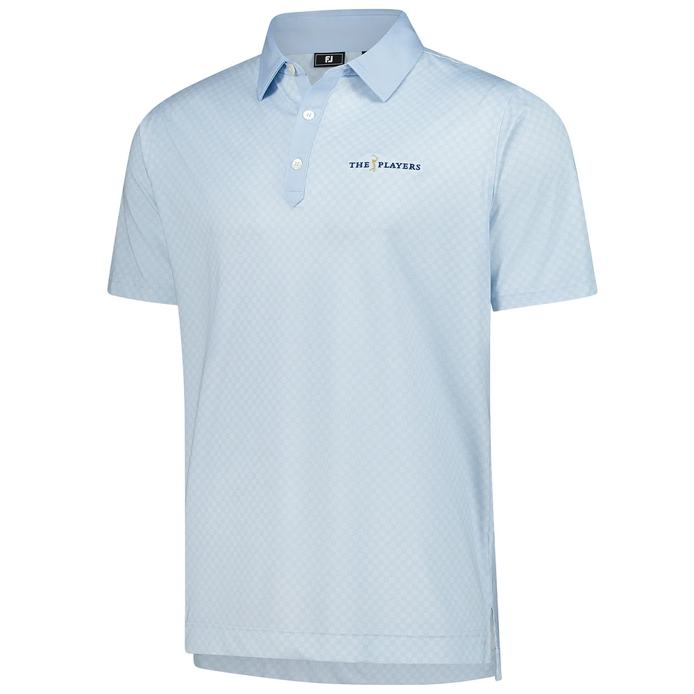 Men's FootJoy  Light Blue THE PLAYERS ProDry Checker Print Lisle Polo
