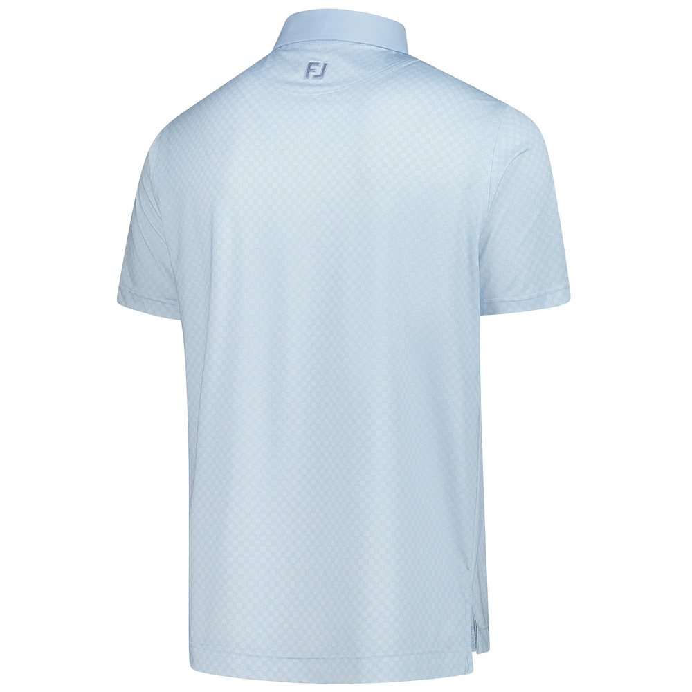 Men's FootJoy  Light Blue THE PLAYERS ProDry Checker Print Lisle Polo