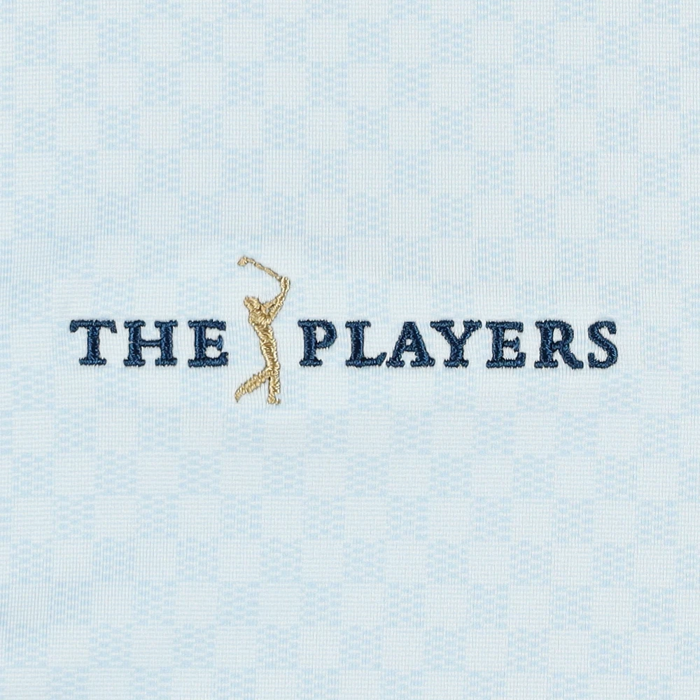 Men's FootJoy  Light Blue THE PLAYERS ProDry Checker Print Lisle Polo