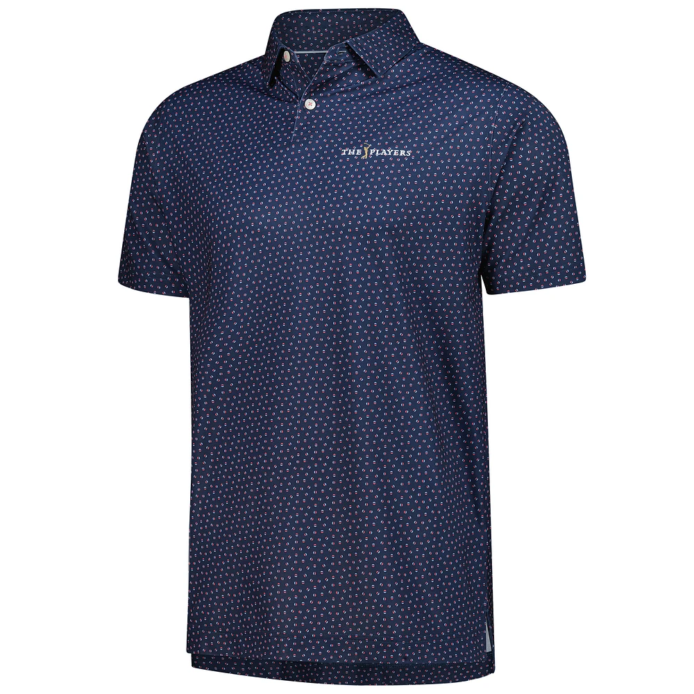 Men's FootJoy  Navy THE PLAYERS ProDry Bounce Print Stretch Pique Polo