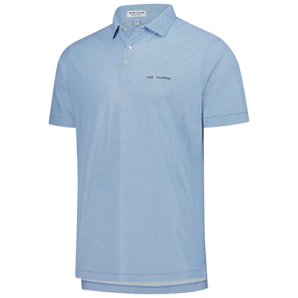 Men's Peter Millar  Blue THE PLAYERS Costa Geo Performance Mesh Polo