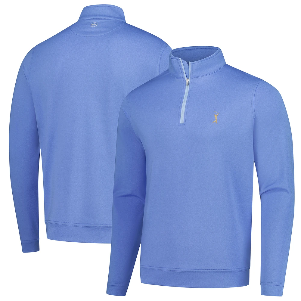Men's Peter Millar  Blue THE PLAYERS Goldman Perth Melange Performance Quarter-Zip Pullover