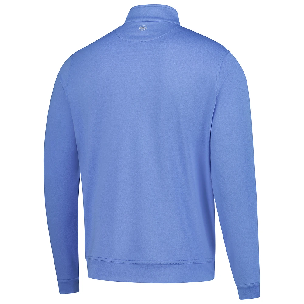 Men's Peter Millar  Blue THE PLAYERS Goldman Perth Melange Performance Quarter-Zip Pullover