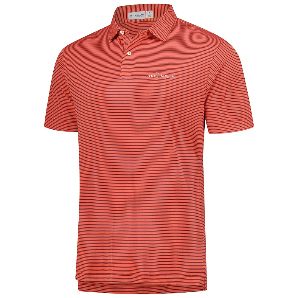 Men's Peter Millar  Orange THE PLAYERS Featherweight Stripe Polo