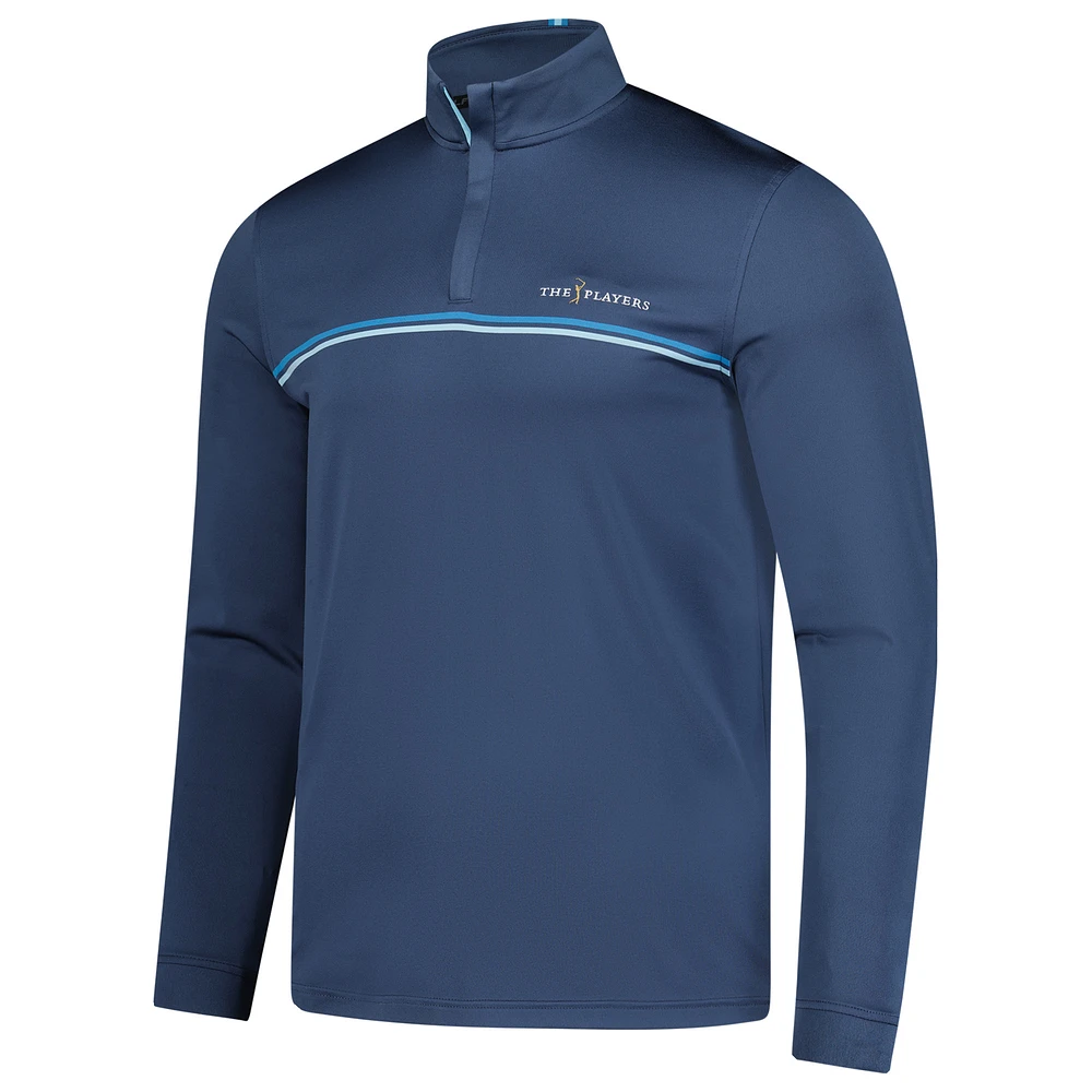 Pull zippé à 1/4 de tour rayures sur la poitrine Under Armour THE PLAYERS bleu pour homme