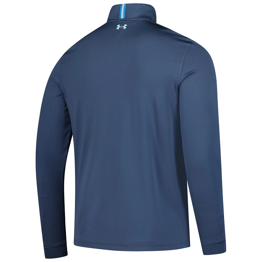 Pull zippé à 1/4 de tour rayures sur la poitrine Under Armour THE PLAYERS bleu pour homme