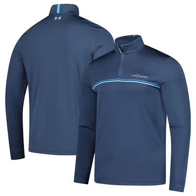 Pull zippé à 1/4 de tour rayures sur la poitrine Under Armour THE PLAYERS bleu pour homme