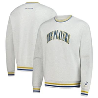 Men's Barstool Golf  Heather Gray THE PLAYERS Striped Pullover Sweatshirt