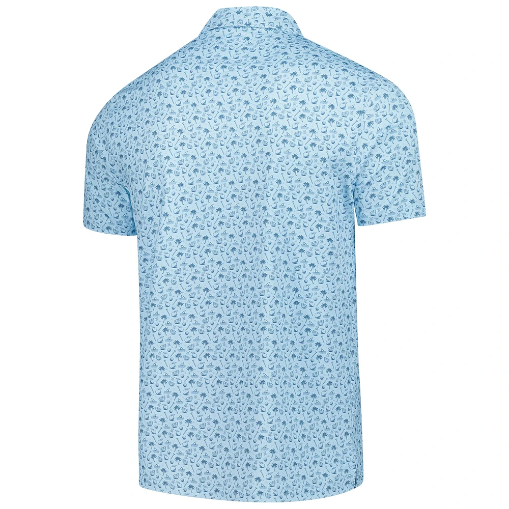 Men's Barstool Golf  Light Blue THE PLAYERS Florida Printed Polo
