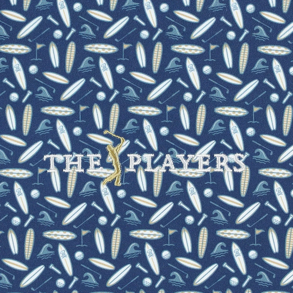 Polo imprimé Surf N Turf pour homme Barstool Golf Navy THE PLAYERS
