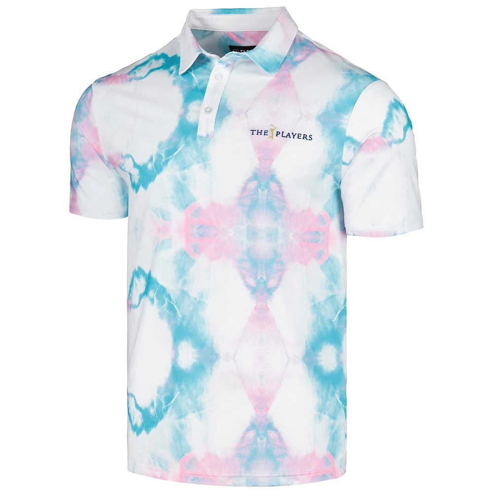 Men's Flomotion White THE PLAYERS Cotton Candy Tie-Dye Polo