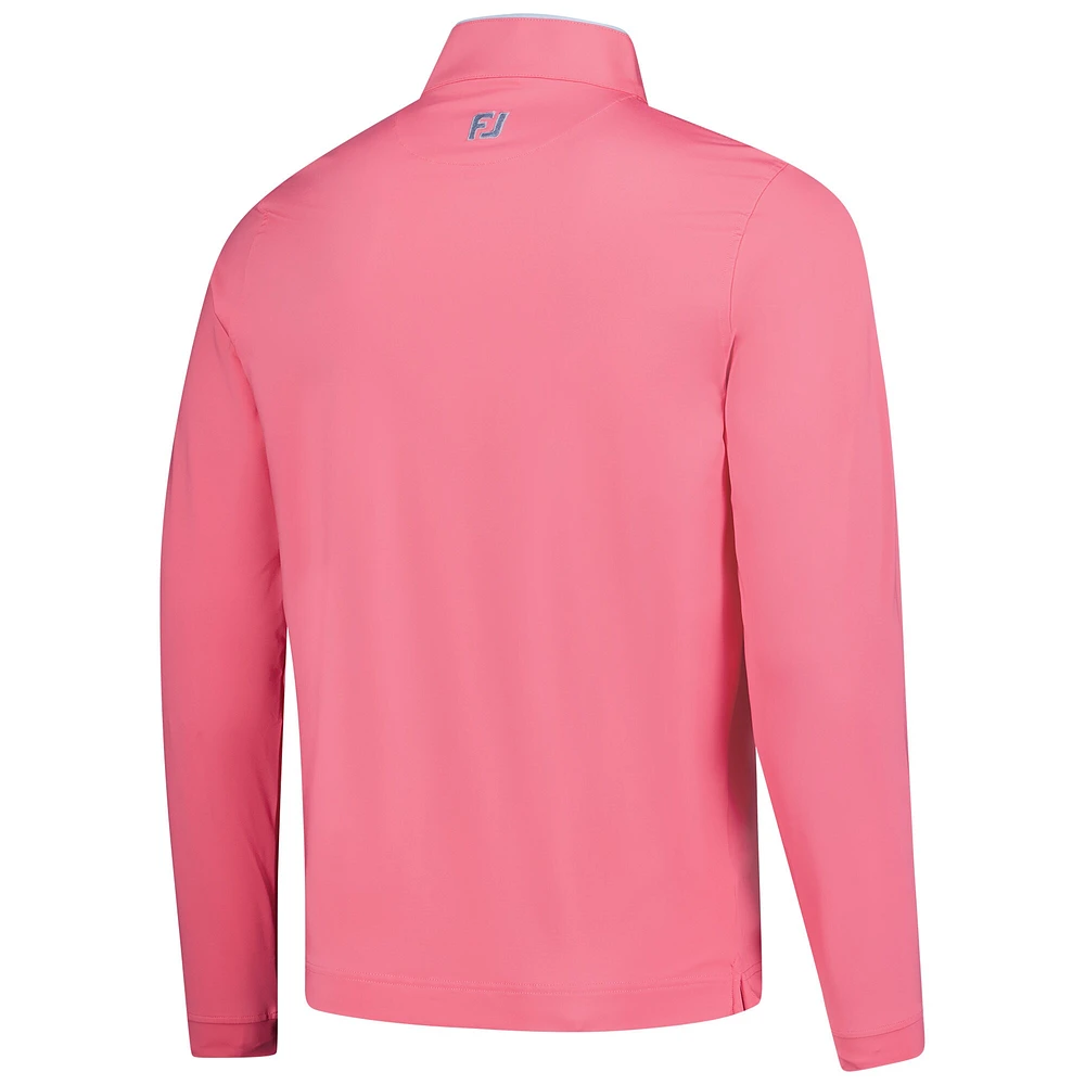 Men's FootJoy  Coral THE PLAYERS Lightweight Solid Quarter-Zip Sweatshirt