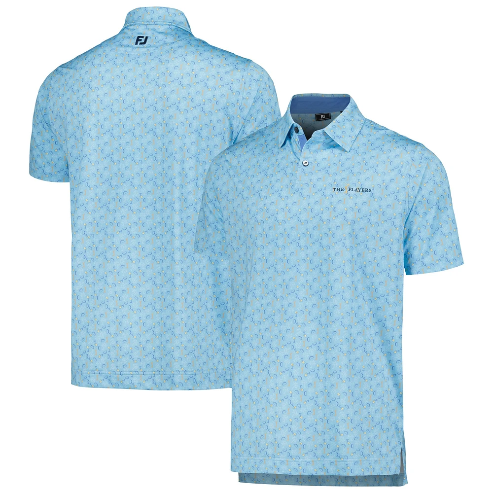 Polo de performance à imprimé personnalisé FootJoy bleu clair THE PLAYERS pour hommes