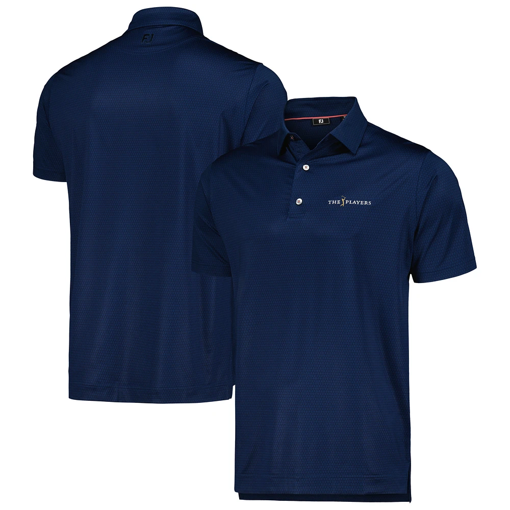 Men's FootJoy Navy THE PLAYERS Tonal Triangle Print Lisle ProDry Polo