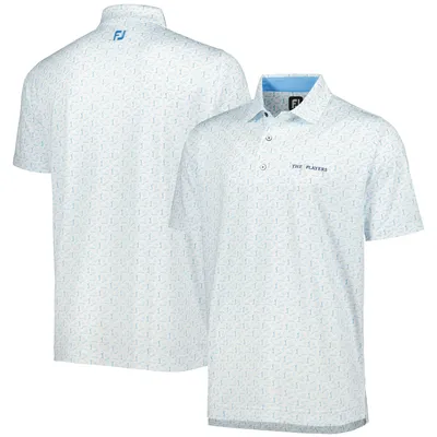 THE PLAYERS FootJoy Allover Print ProDry Polo - White/Light Blue