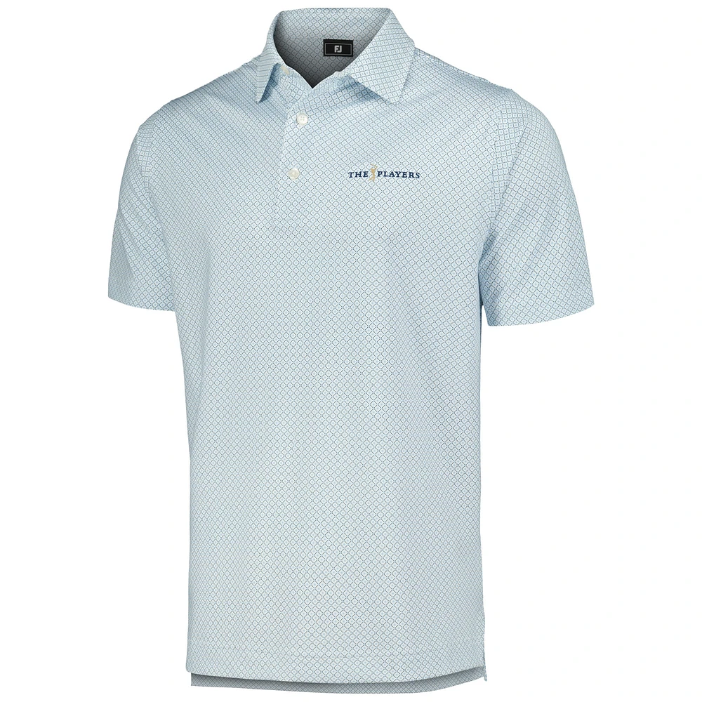 Men's FootJoy White THE PLAYERS Dot Geo Print Lisle Polo