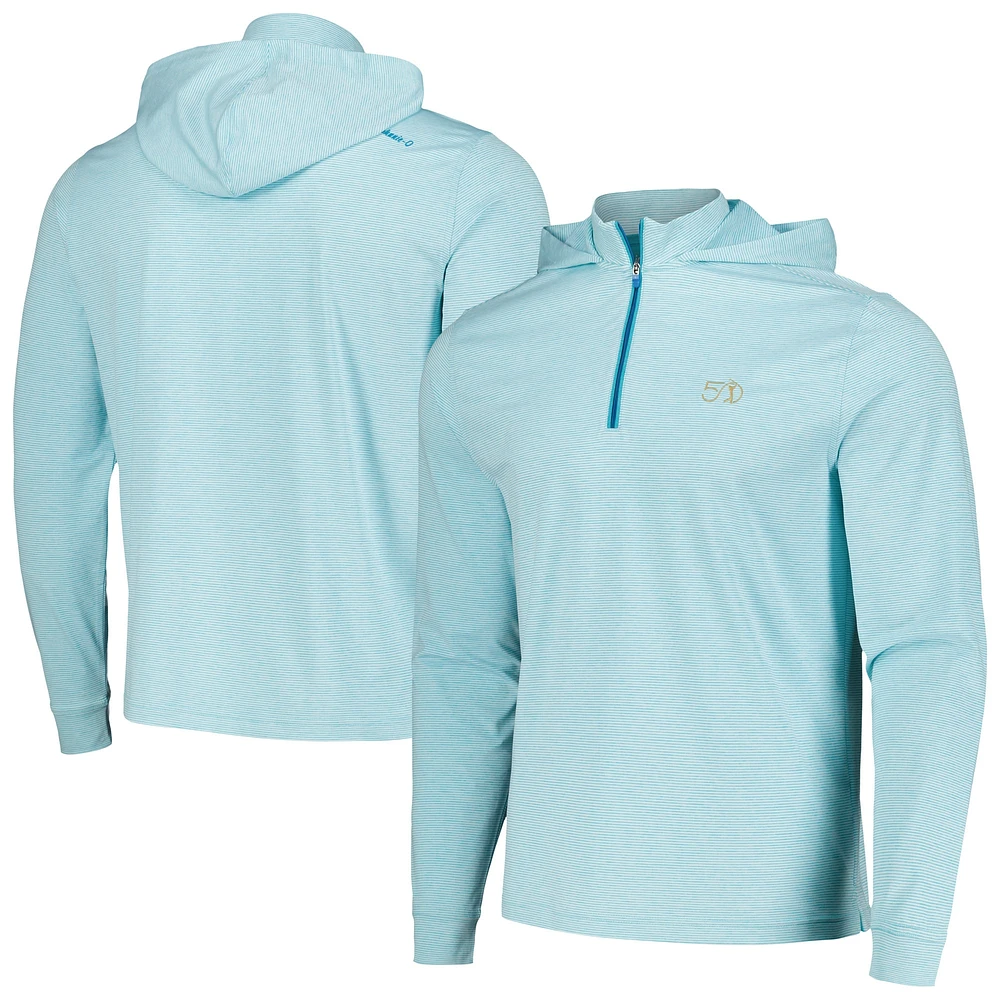 Sweat à capuche hybride quart de zip johnnie-O Aqua THE PLAYERS 50e anniversaire pour hommes