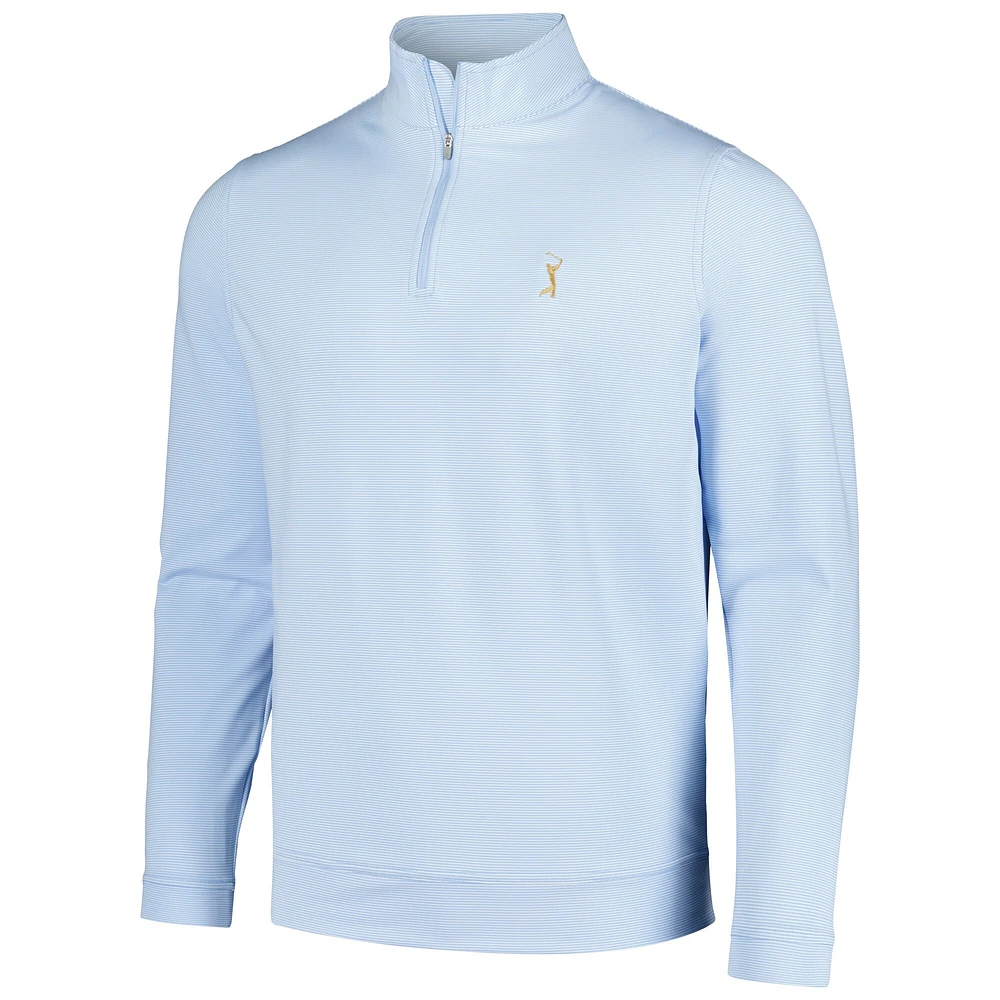 Haut à quart de zip Peter Millar bleu clair/blanc THE PLAYERS Perth Sugar Stripe pour hommes