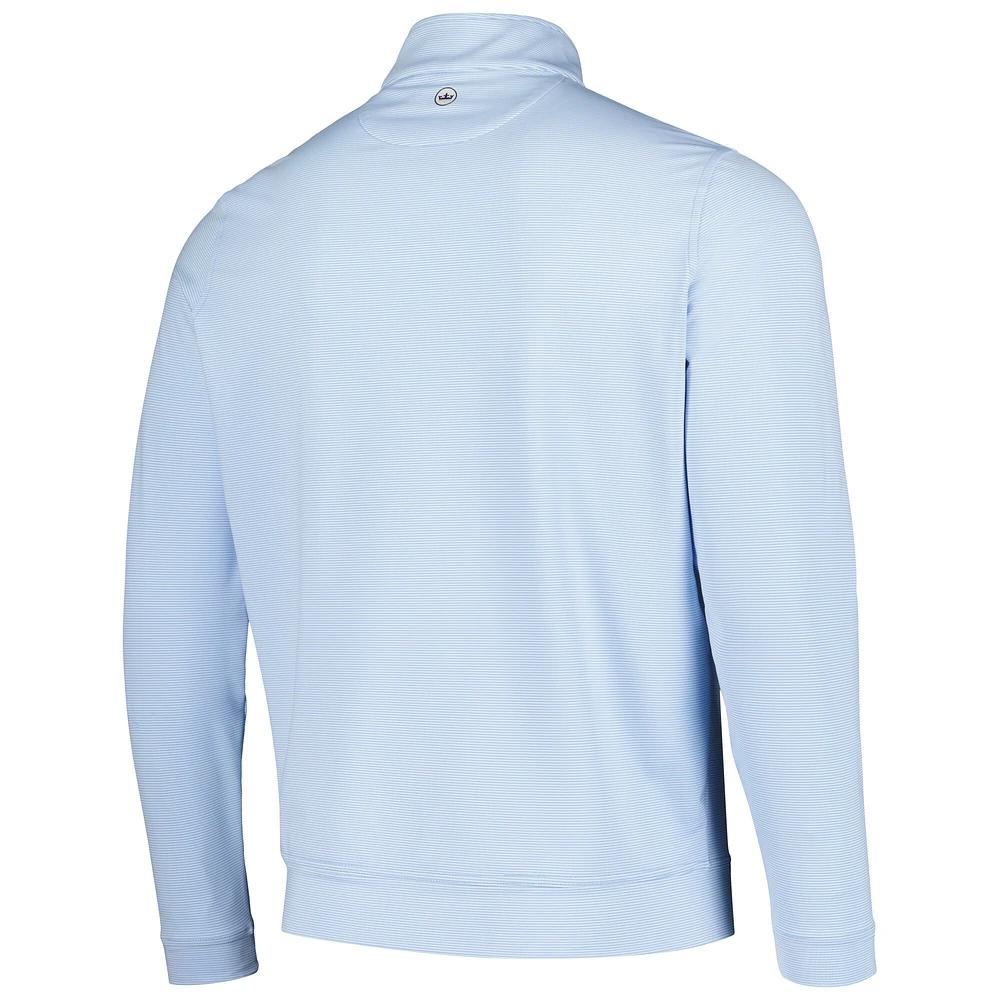 Haut à quart de zip Peter Millar bleu clair/blanc THE PLAYERS Perth Sugar Stripe pour hommes