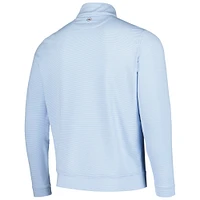 Haut à quart de zip Peter Millar bleu clair/blanc THE PLAYERS Perth Sugar Stripe pour hommes