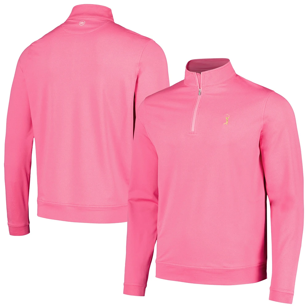 Haut à quart de zip Peter Millar rose THE PLAYERS Perth Melange Performance pour hommes