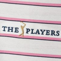 Men's Polo Golf White/Pink THE PLAYERS Tour Pique Striped