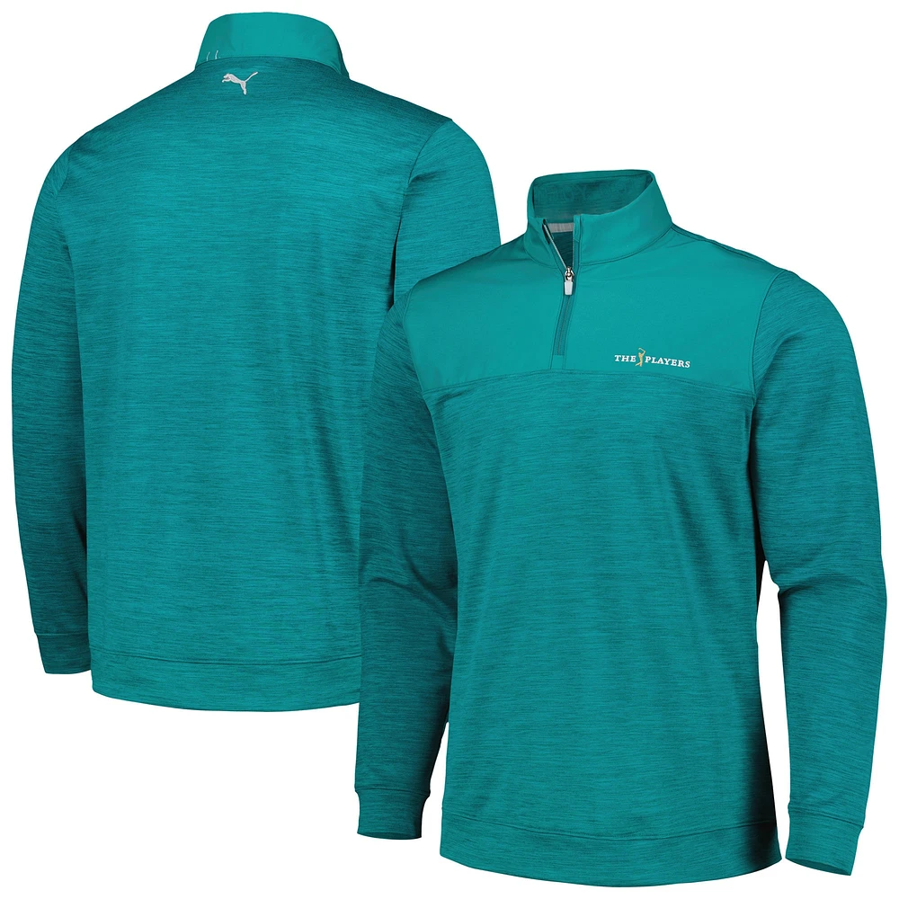 Men's Puma Teal THE PLAYERS CLOUDSPUN Color-Block Quarter-Zip Top