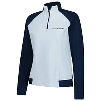 Pull zippé quart de tour à rayures bleu clair FootJoy THE PLAYERS pour femme