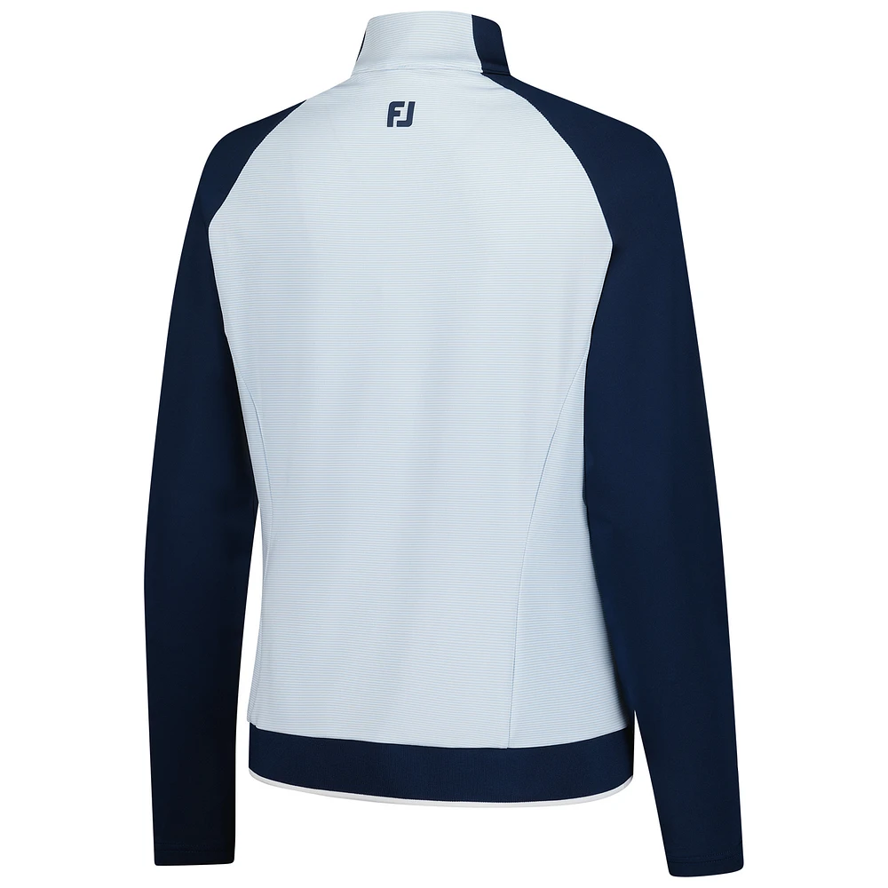 Women's FootJoy  Light Blue THE PLAYERS Stripes Raglan Quarter-Zip Pullover