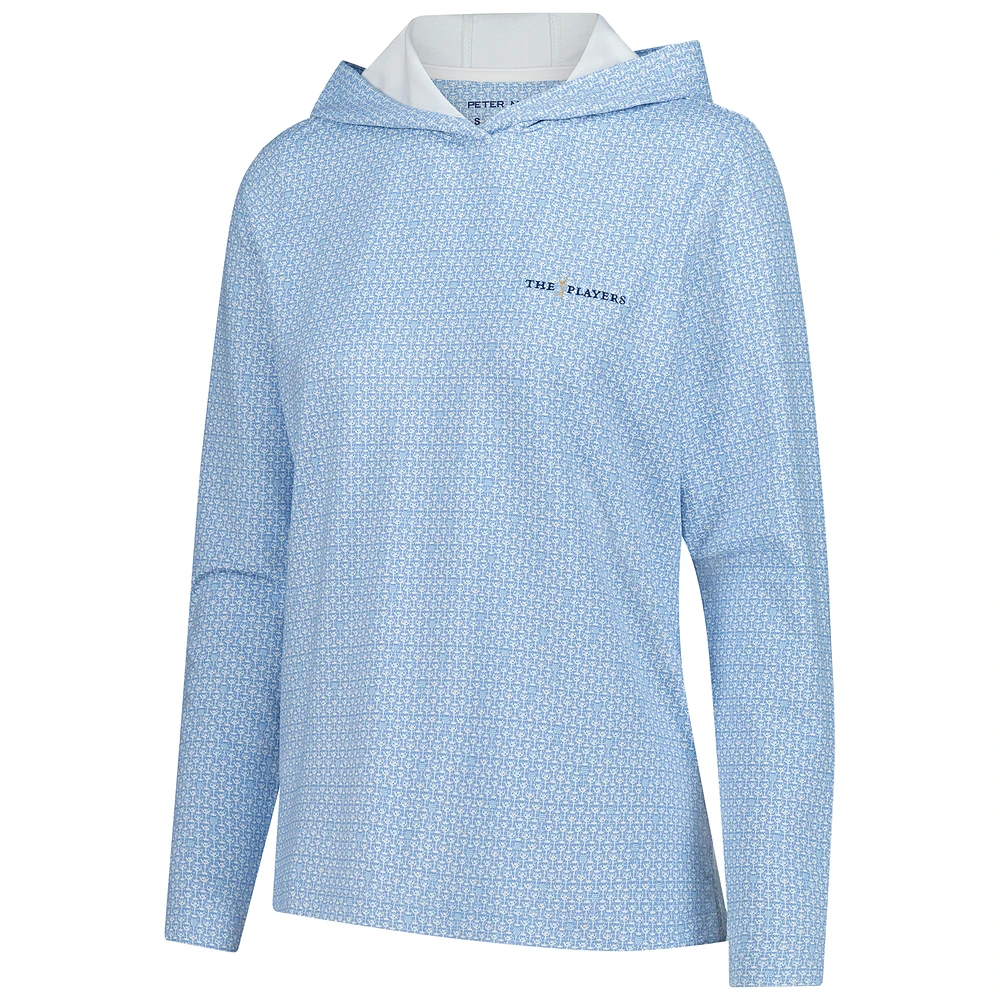 Sweat à capuche bleu clair Peter Millar THE PLAYERS Goldman Mar-Tee-Ni Break Pine pour femme