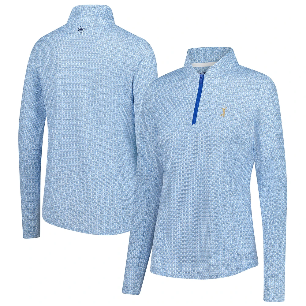 Women's Peter Millar  Light Blue THE PLAYERS Goldman Mar-Tee-Ni Break Quarter-Zip Sunshirt Pullover