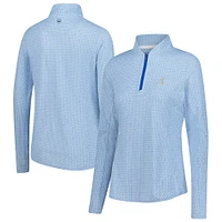 Women's Peter Millar  Light Blue THE PLAYERS Goldman Mar-Tee-Ni Break Quarter-Zip Sunshirt Pullover