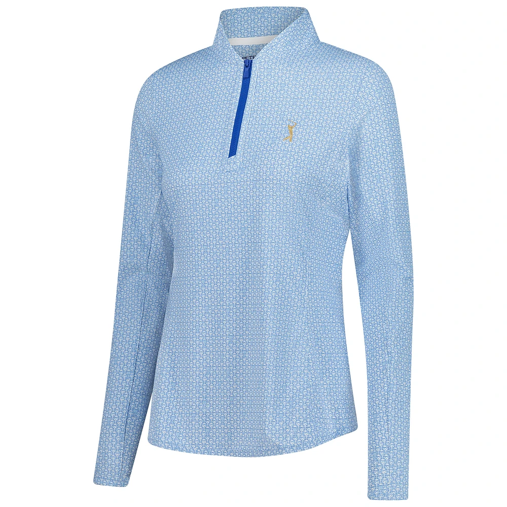 Women's Peter Millar  Light Blue THE PLAYERS Goldman Mar-Tee-Ni Break Quarter-Zip Sunshirt Pullover
