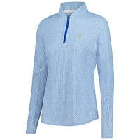 Women's Peter Millar  Light Blue THE PLAYERS Goldman Mar-Tee-Ni Break Quarter-Zip Sunshirt Pullover