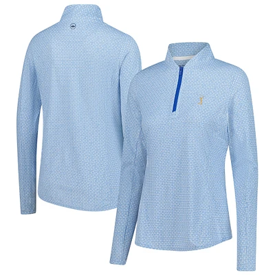 Women's Peter Millar  Light Blue THE PLAYERS Goldman Mar-Tee-Ni Break Quarter-Zip Sunshirt Pullover