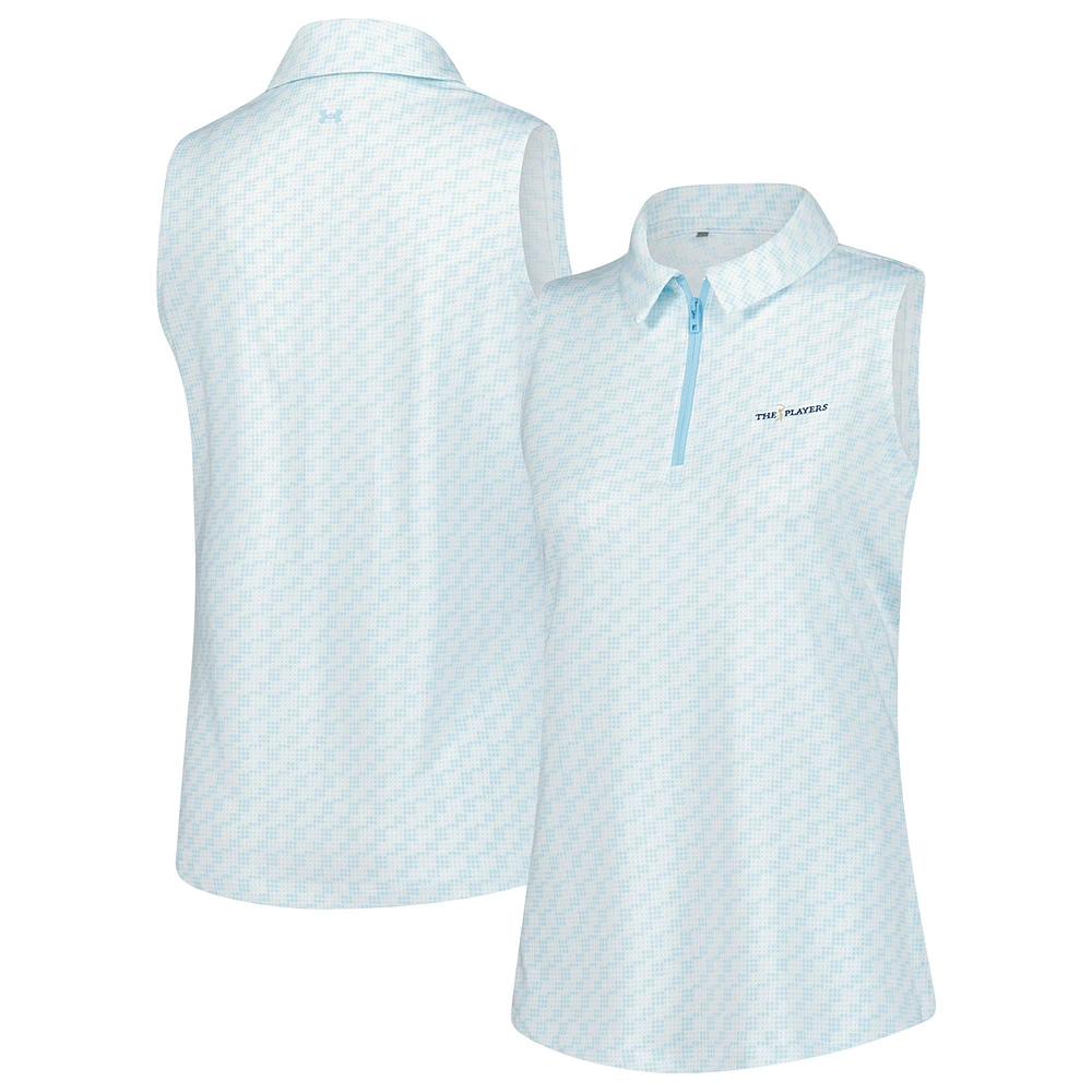 Women's Under Armour  Aqua THE PLAYERS Drive Clubhouse Grid Sleeveless Polo
