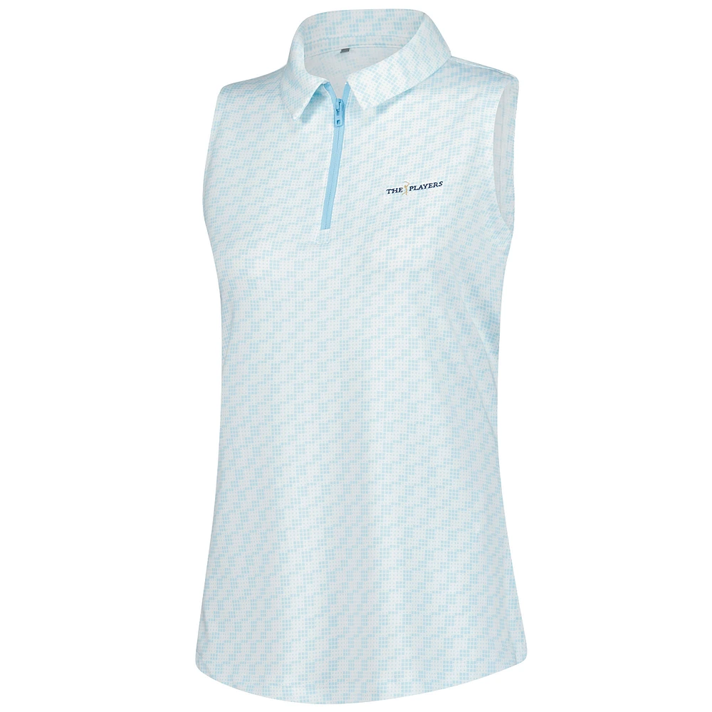 Women's Under Armour  Aqua THE PLAYERS Drive Clubhouse Grid Sleeveless Polo