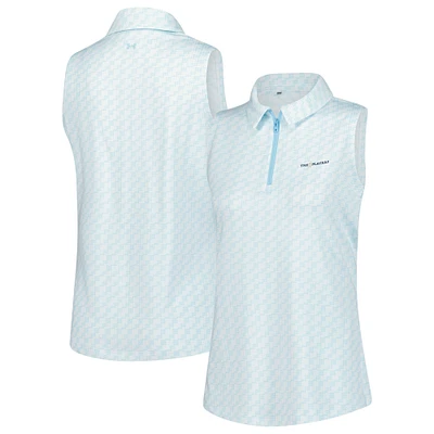 Women's Under Armour  Aqua THE PLAYERS Drive Clubhouse Grid Sleeveless Polo